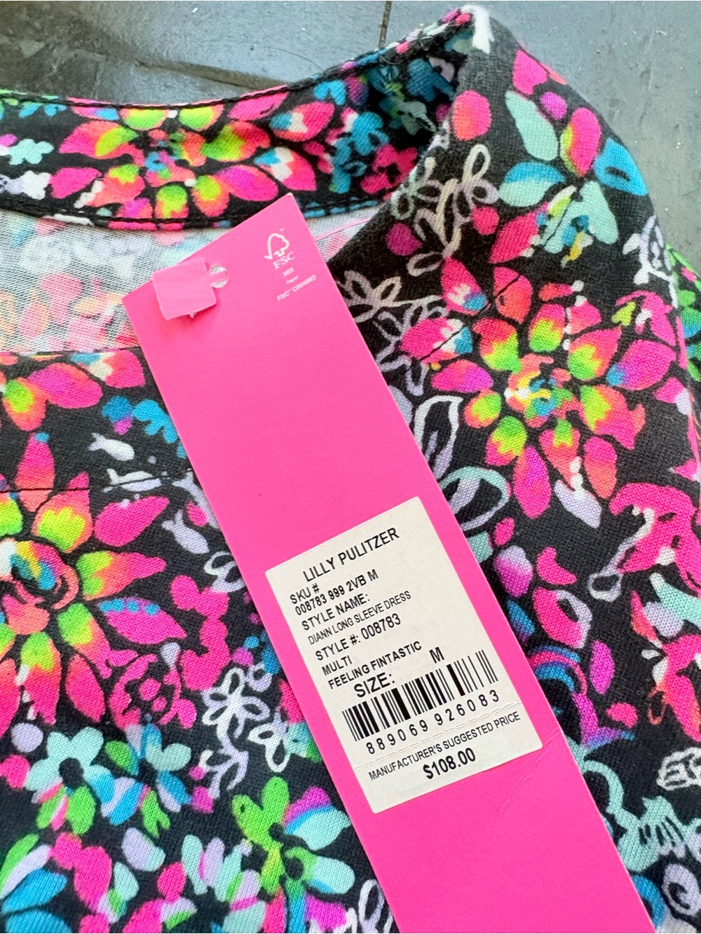 Lilly Pulitzer Black Floral Multicolor Puff-Sleeve Dress - Picture 2 of 2